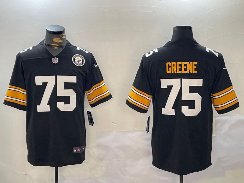 Men Pittsburgh Steelers 75 Greene Black 2024 Nike Vapor Limited NFL Jersey style 1